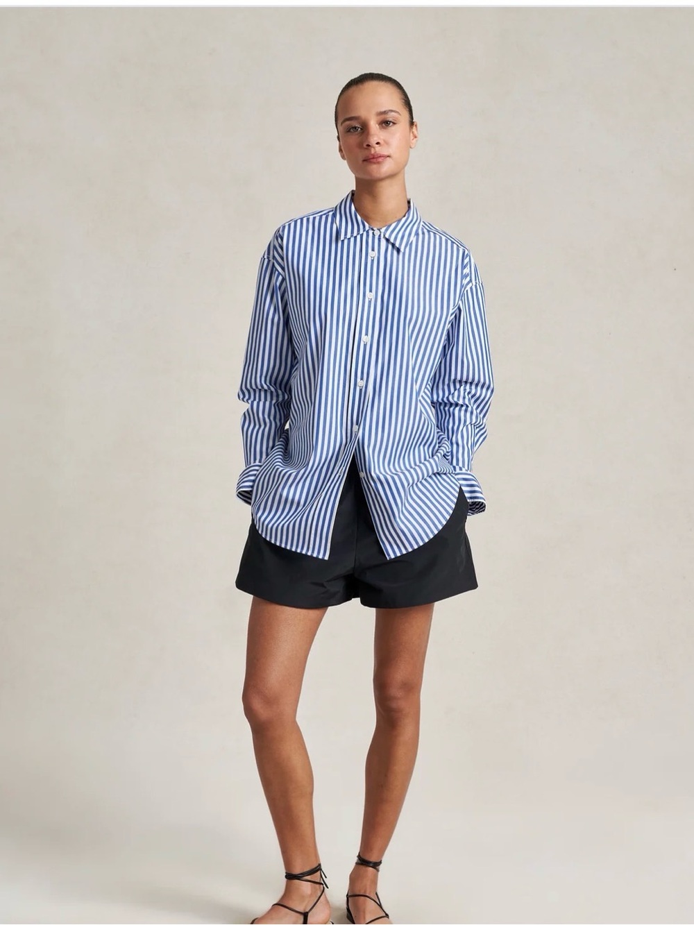 La Ligne Shelby Cobalt Blue & White Striped Button-Down Shirt
